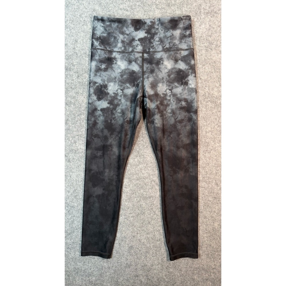 Athleta Elation Printed 7/8 Tight Womens Medium Black Grey Tie Dye Leggings
